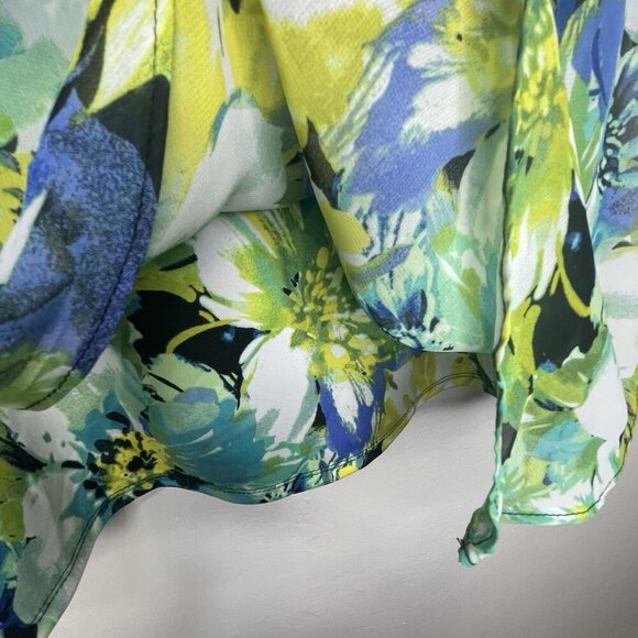 Kim Rogers Poncho Style Top Size XL Floral Vibrant Colors Asymmetrical BOHO - Picture 8 of 12